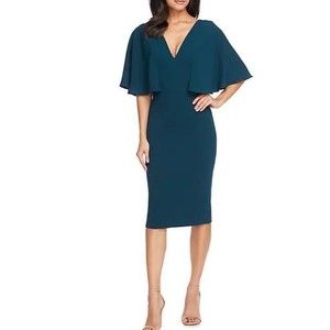 NEW DRESS THE POPULATION Louisa Butterfly Sleeve Dress, Pine (Size XXS)